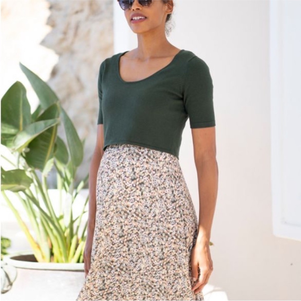 Seraphine Green and Cream Floral 2 in 1 Maternity and Nursing Dress